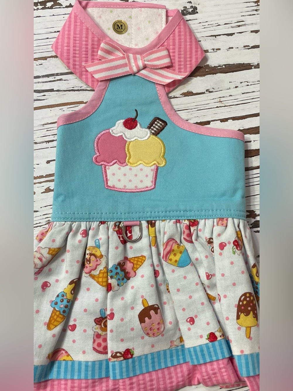 Pink & Blue Ice Cream Pet  Dress
Medium